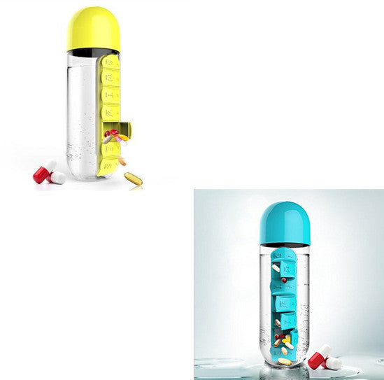 2-in-1-Trinkflasche-Tablettenbox für 7 Tage, 7 Fächer, ideal für unterwegs! Günstige Set´s erhältlich !!