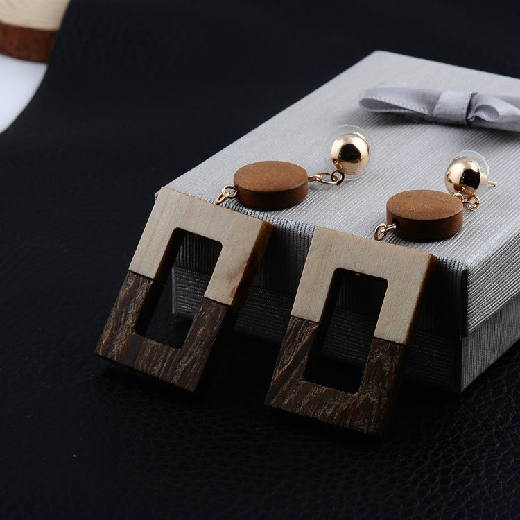 Vintage Ohrringe aus Holz in Rund oder Eckig !