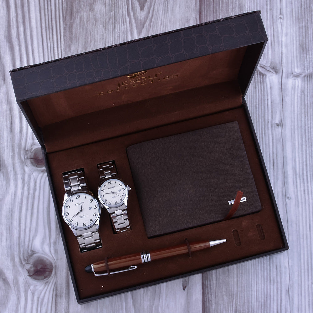 Herrenuhren Geschenkset in Braun oder Schwarz