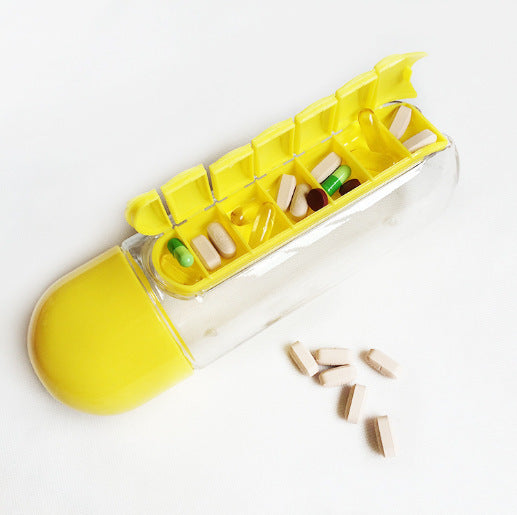 2-in-1-Trinkflasche-Tablettenbox für 7 Tage, 7 Fächer, ideal für unterwegs! Günstige Set´s erhältlich !!