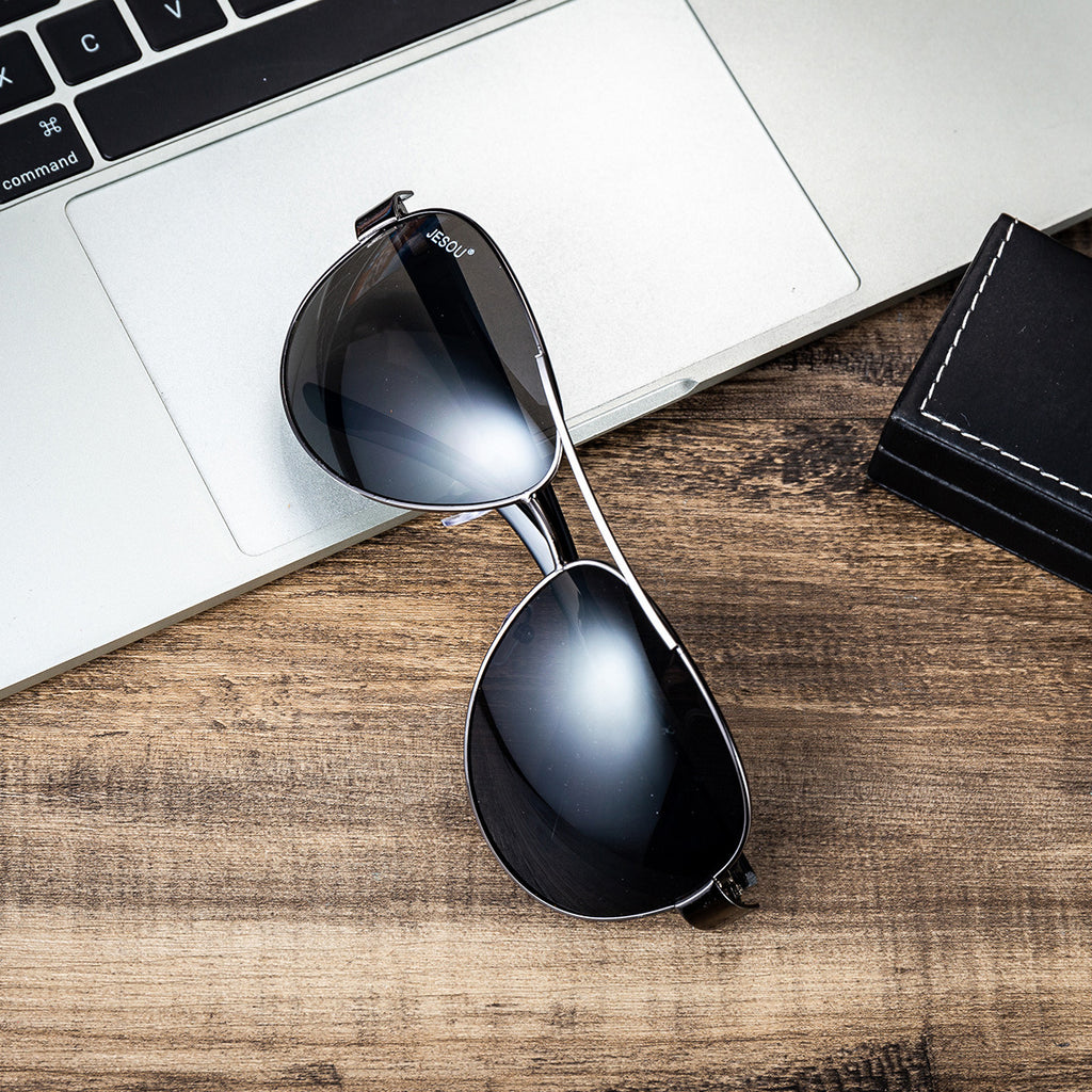 Herrenuhren Geschenk-SET mit Fliegerbrille Schwarz