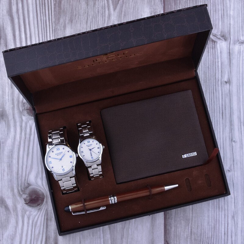 Herrenuhren Geschenkset in Braun oder Schwarz
