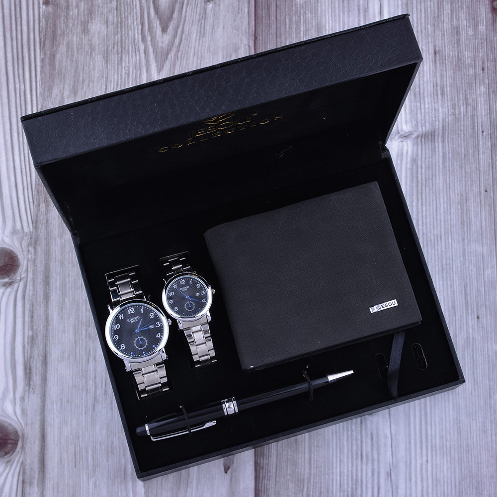 Herrenuhren Geschenkset in Braun oder Schwarz