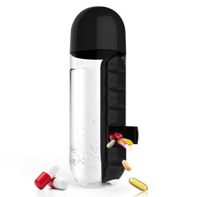 2-in-1-Trinkflasche-Tablettenbox für 7 Tage, 7 Fächer, ideal für unterwegs! Günstige Set´s erhältlich !!