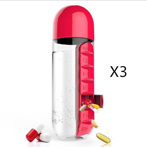 2-in-1-Trinkflasche-Tablettenbox für 7 Tage, 7 Fächer, ideal für unterwegs! Günstige Set´s erhältlich !!