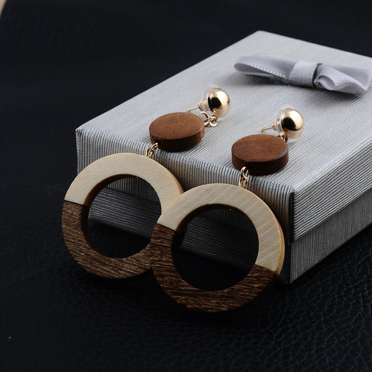 Vintage Ohrringe aus Holz in Rund oder Eckig !