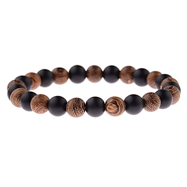 mystische Armbänder Naturholzperlen und Onyx, Lapislazuli, verschiedene Ausführungen