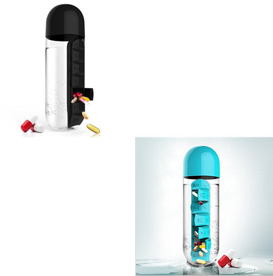 2-in-1-Trinkflasche-Tablettenbox für 7 Tage, 7 Fächer, ideal für unterwegs! Günstige Set´s erhältlich !!