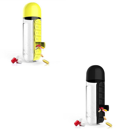2-in-1-Trinkflasche-Tablettenbox für 7 Tage, 7 Fächer, ideal für unterwegs! Günstige Set´s erhältlich !!