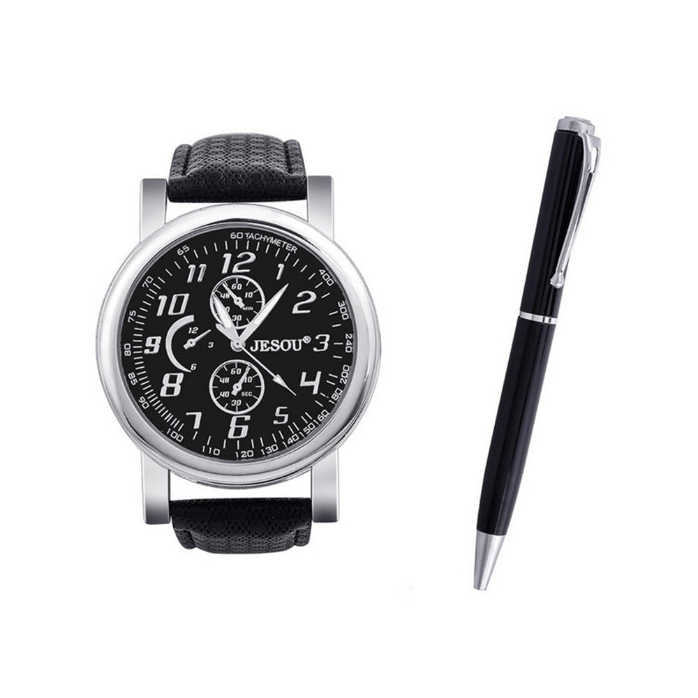 Quartz-Uhr Geschenk-SET in Braun oder Schwarz