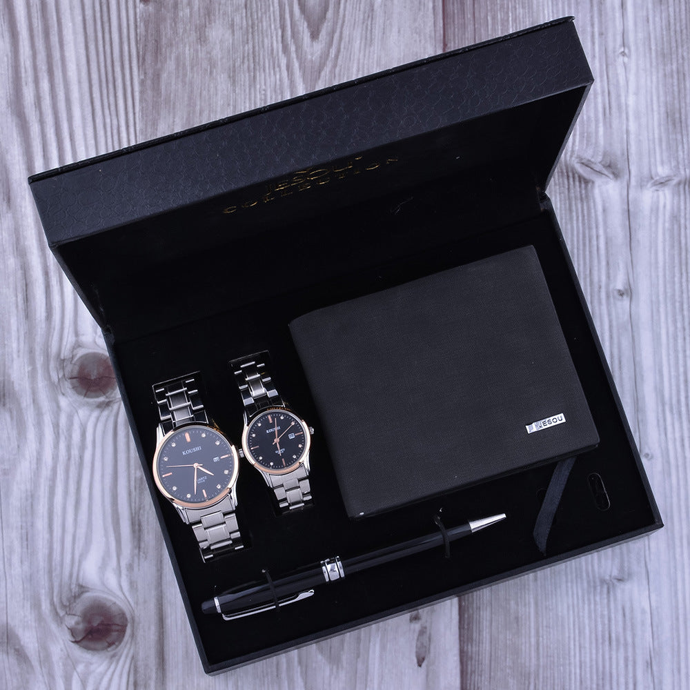 Herrenuhren Geschenkset in Braun oder Schwarz