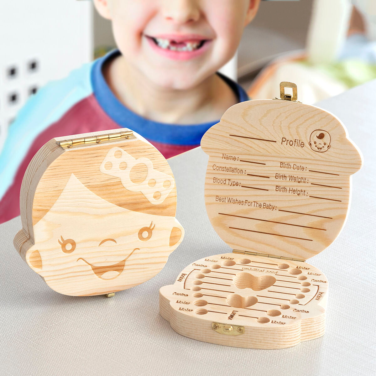 wunderschöne Zahnbox aus Holz für die ersten Zähne deines Kindes !