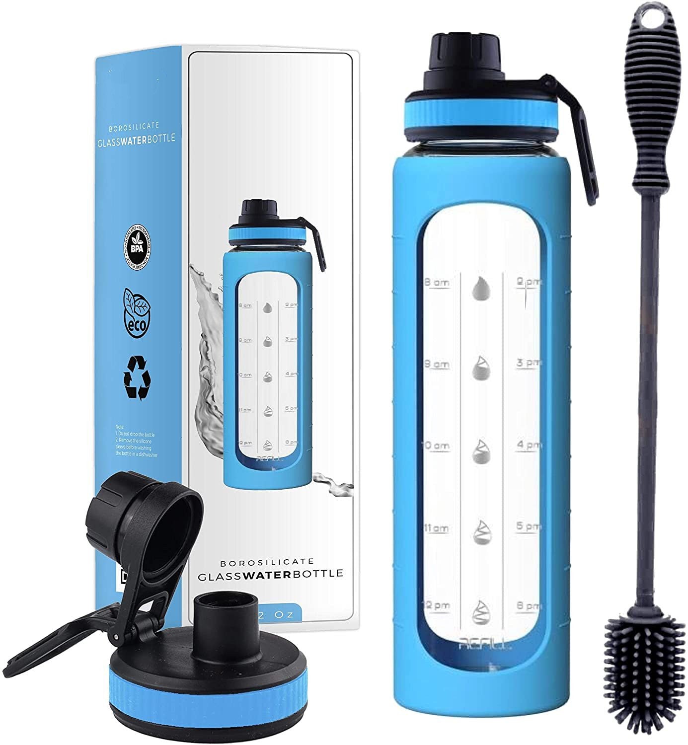 Sport Trinkflsche aus Glas! hygienisch, hitzebeständig und auslaufsicher !