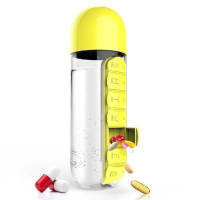 2-in-1-Trinkflasche-Tablettenbox für 7 Tage, 7 Fächer, ideal für unterwegs! Günstige Set´s erhältlich !!