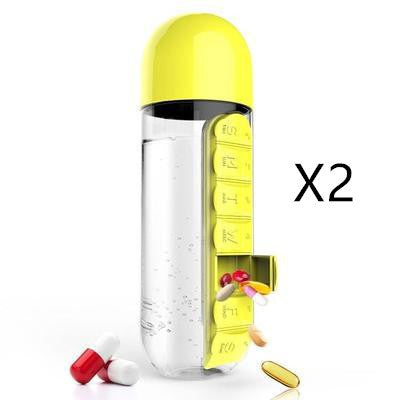 2-in-1-Trinkflasche-Tablettenbox für 7 Tage, 7 Fächer, ideal für unterwegs! Günstige Set´s erhältlich !!
